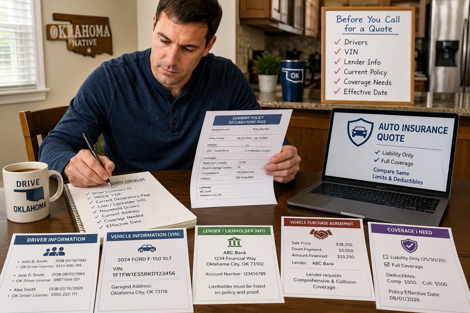 Auto Insurance Quotes in Oklahoma: What to Have Ready Before You Call